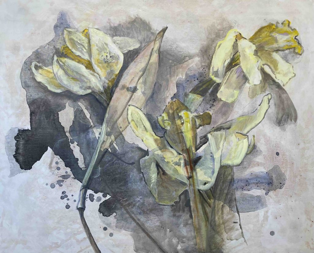 narcissen 100 x 120 cm acryl op linnen