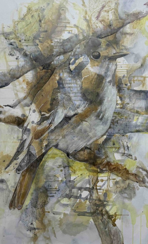 Nachtegaal 2026, acrylverf op linnen 140 x 90 cm